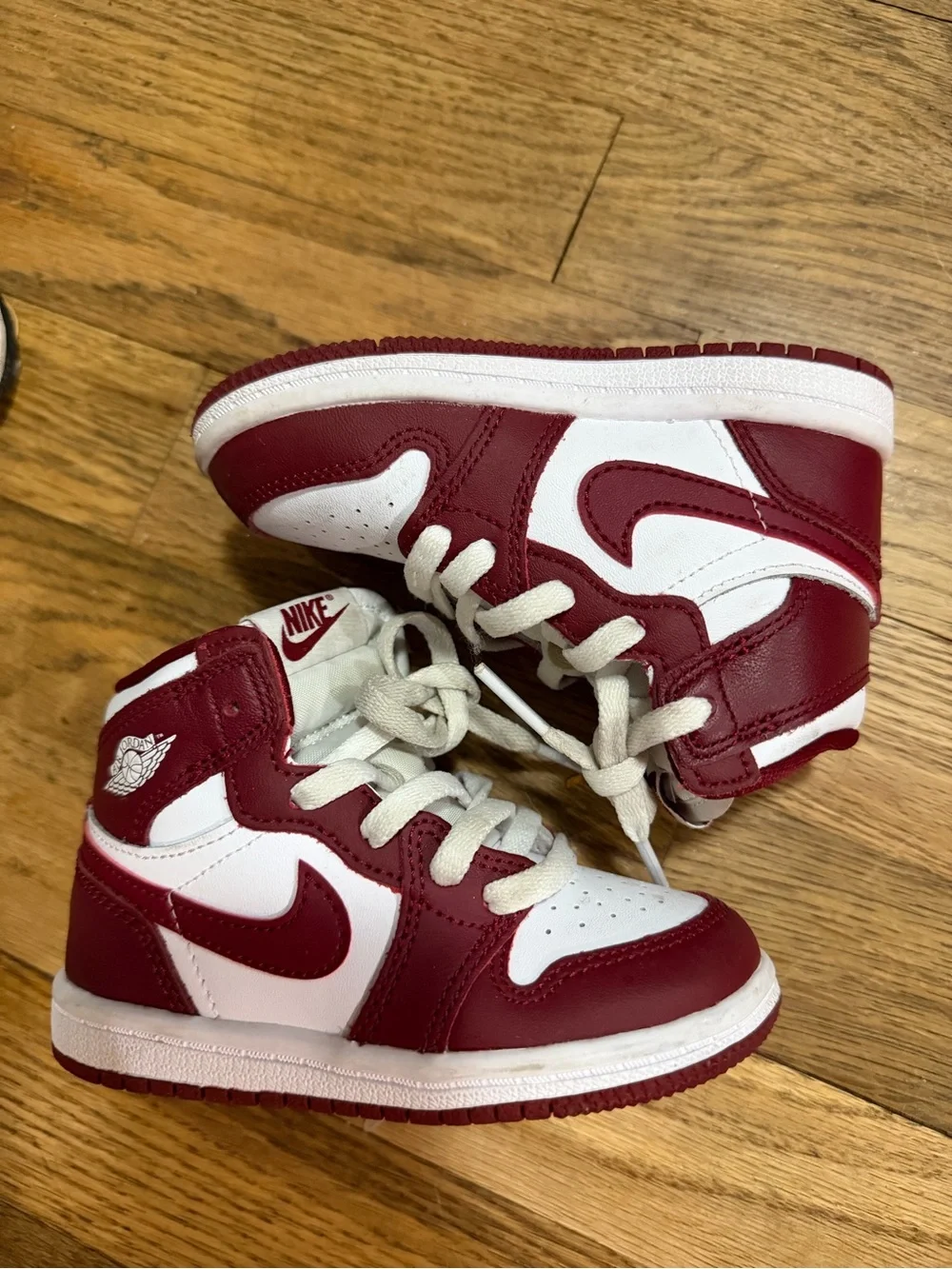 Nike Kids' High-Top Sneakers in White, Red & Black